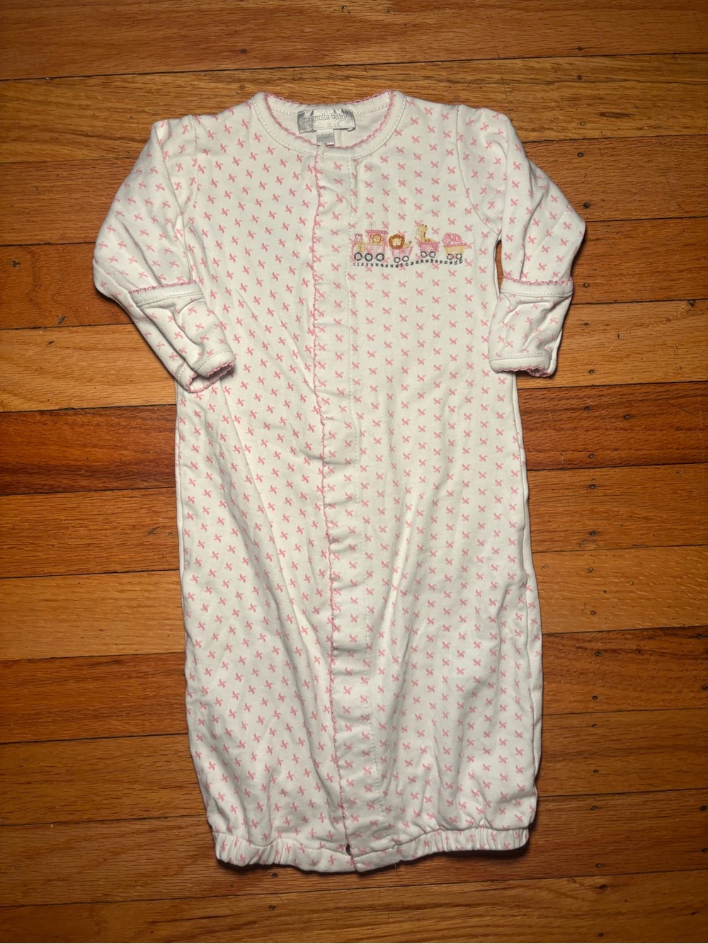 Magnolia Baby Pink Printed Sleep Sack Gown - Train and Animals